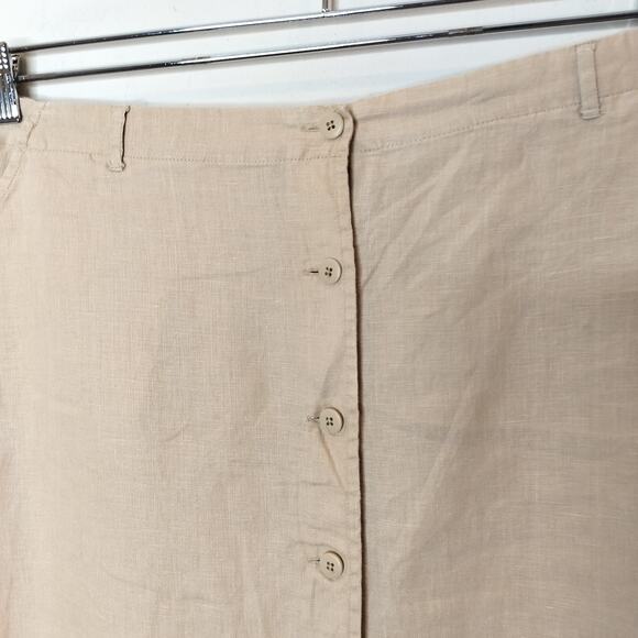 Autograph New York Linen Maxi Skirt Button Up Beige Natural - Picture 5 of 9
